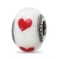 Sterling Silver Reflections Hearts Italian Glass Bead, 14.55 x 10.91 mm