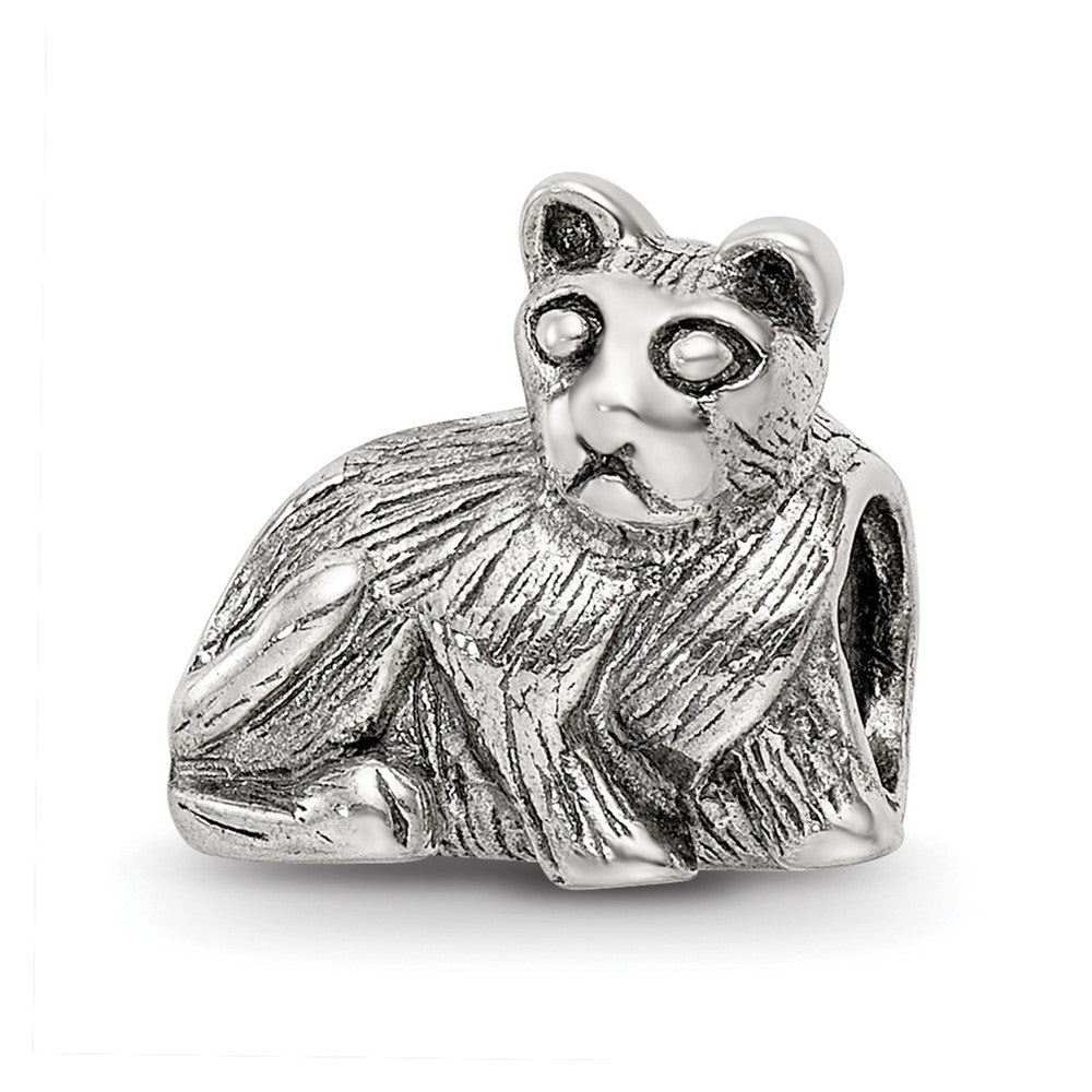 Sterling Silver Reflections Cat Bead, 10.91 x 6.36 mm