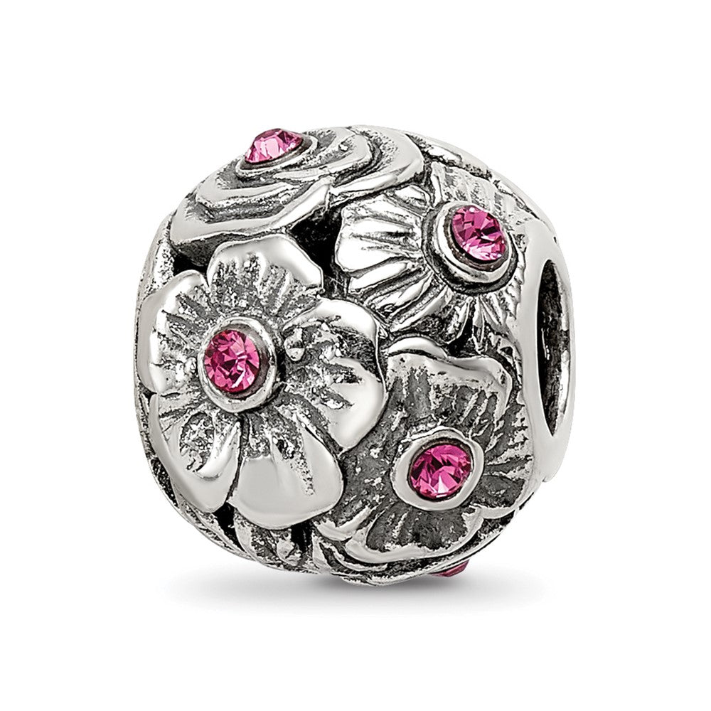 Sterling Silver Reflections Pink Preciosa Crystal Flower Bead, 10 x 9.09 mm