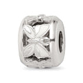 Sterling Silver Reflections White Enameled Butterfly Bead, 10 x 7.27 mm