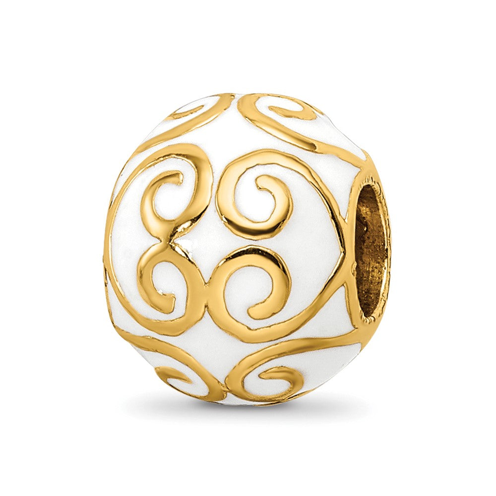 Sterling Silver Reflections Gold-plated & Enameled Bali Bead, 9.09 x 8.18 mm