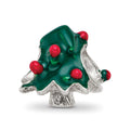 Sterling Silver Reflections Enameled Christmas Tree Bead, 10 x 10.91 mm