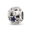 Sterling Silver Reflections Crystal and Enameled Stars Bead, 9.09 x 8.18 mm