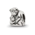 Sterling Silver Reflections Mama & Baby Monkey Bead, 8.18 x 7.27 mm