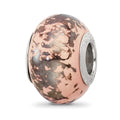 Sterling Silver Reflections Pink w/Platinum Foil Ceramic Bead, 13.64 x 9.09 mm