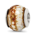Sterling Silver Reflections Cracked Agate w/Shell Stone Bead, 11.82 x 9.09 mm