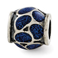 Sterling Silver Reflections Blue Enamel w/Sparkles Bead, 10.91 x 9.09 mm