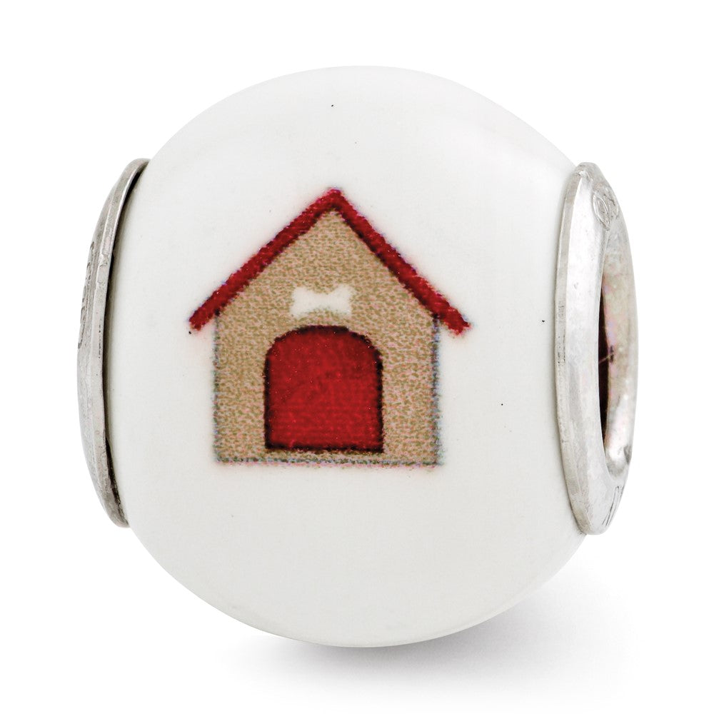 Sterling Silver Reflections Enameled Dog Theme Bead, 11.82 x 10 mm