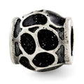 Sterling Silver Reflections Black Enamel w/Sparkles Bead, 10.91 x 9.09 mm