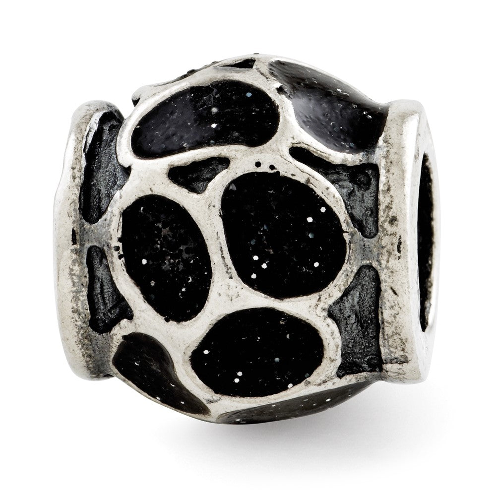 Sterling Silver Reflections Black Enamel w/Sparkles Bead, 10.91 x 9.09 mm