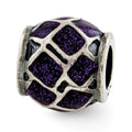 Sterling Silver Reflections Purple Enamel w/Sparkles Bead, 11.82 x 10 mm