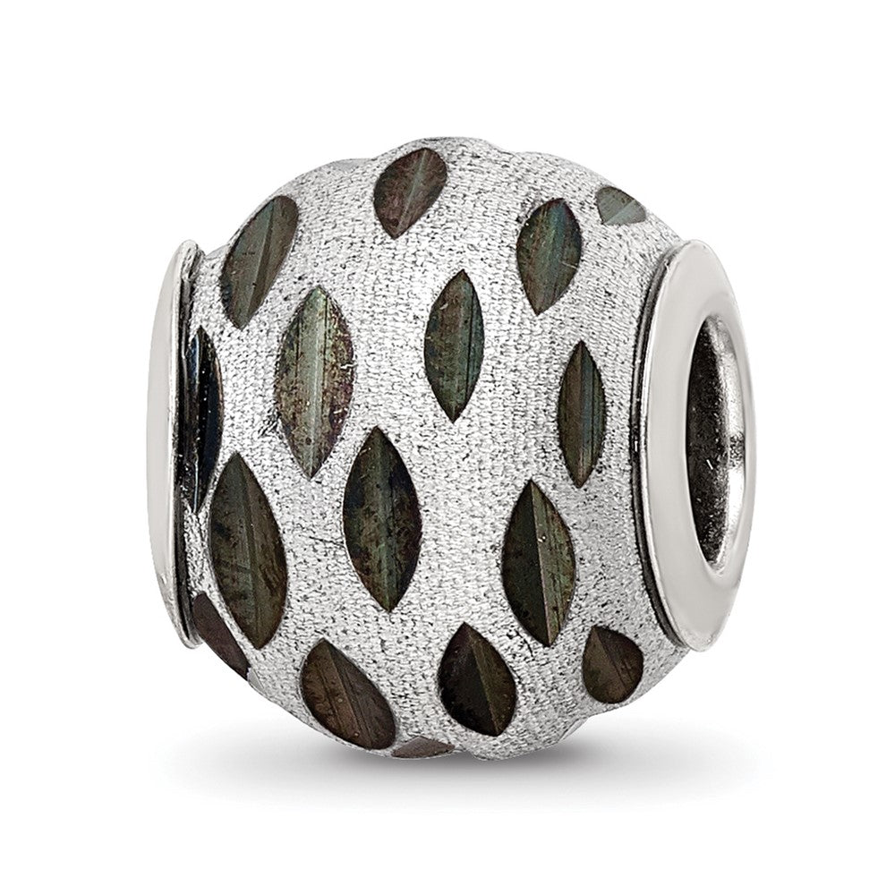 Sterling Silver Reflections Velvet Black Diamond Cut Bead, 11.82 x 10 mm
