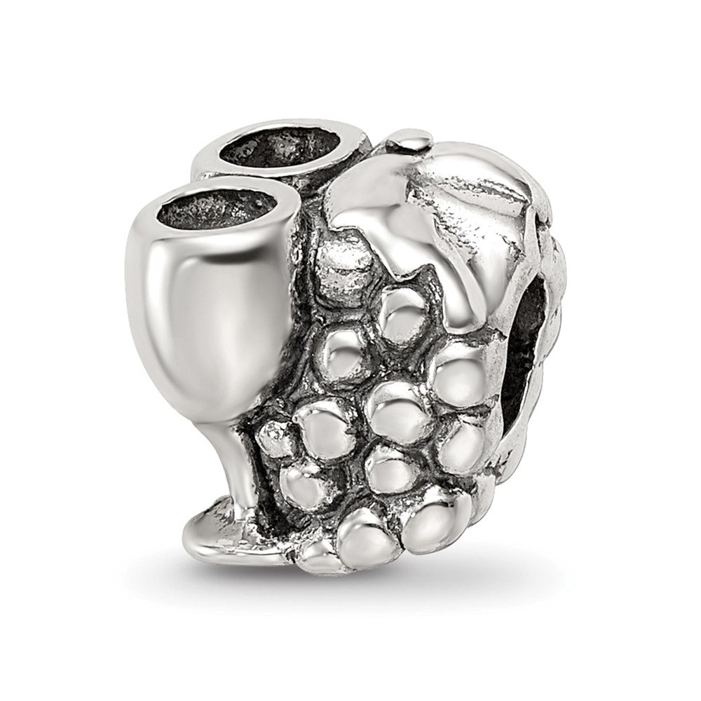 Sterling Silver Reflections Grapes & Glasses Bead, 10.91 x 10 mm
