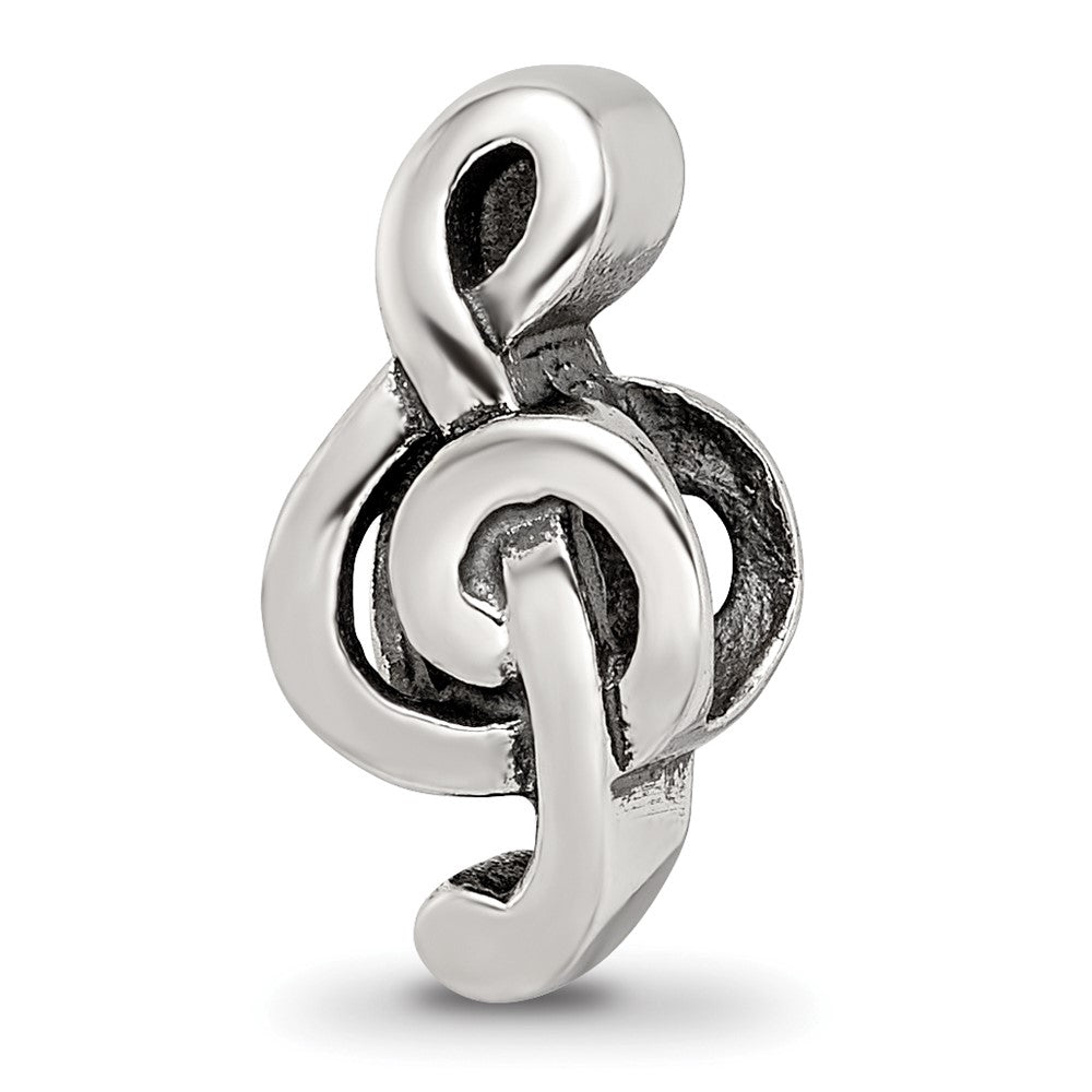 Sterling Silver Reflections Treble Clef Bead, 14.55 x 8.18 mm