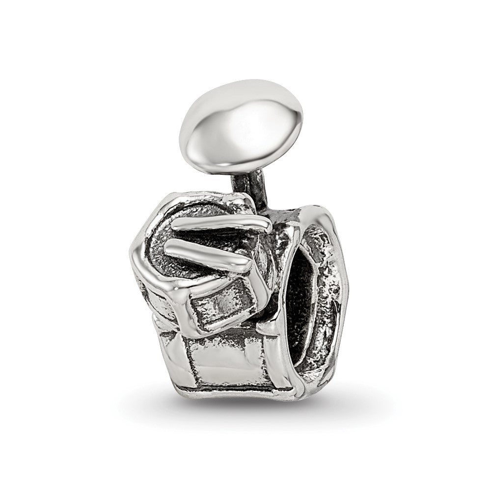 Sterling Silver Reflections Drum Set Bead, 11.82 x 5.45 mm