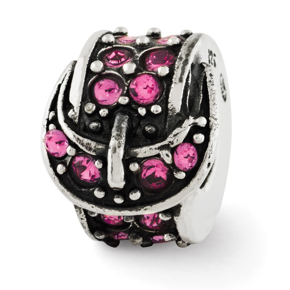 Sterling Silver Reflections Pink Crystal Buckle Bead, 10 x 8.18 mm
