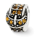 Sterling Silver Reflections Yellow Crystal Buckle Bead, 9.09 x 7.27 mm