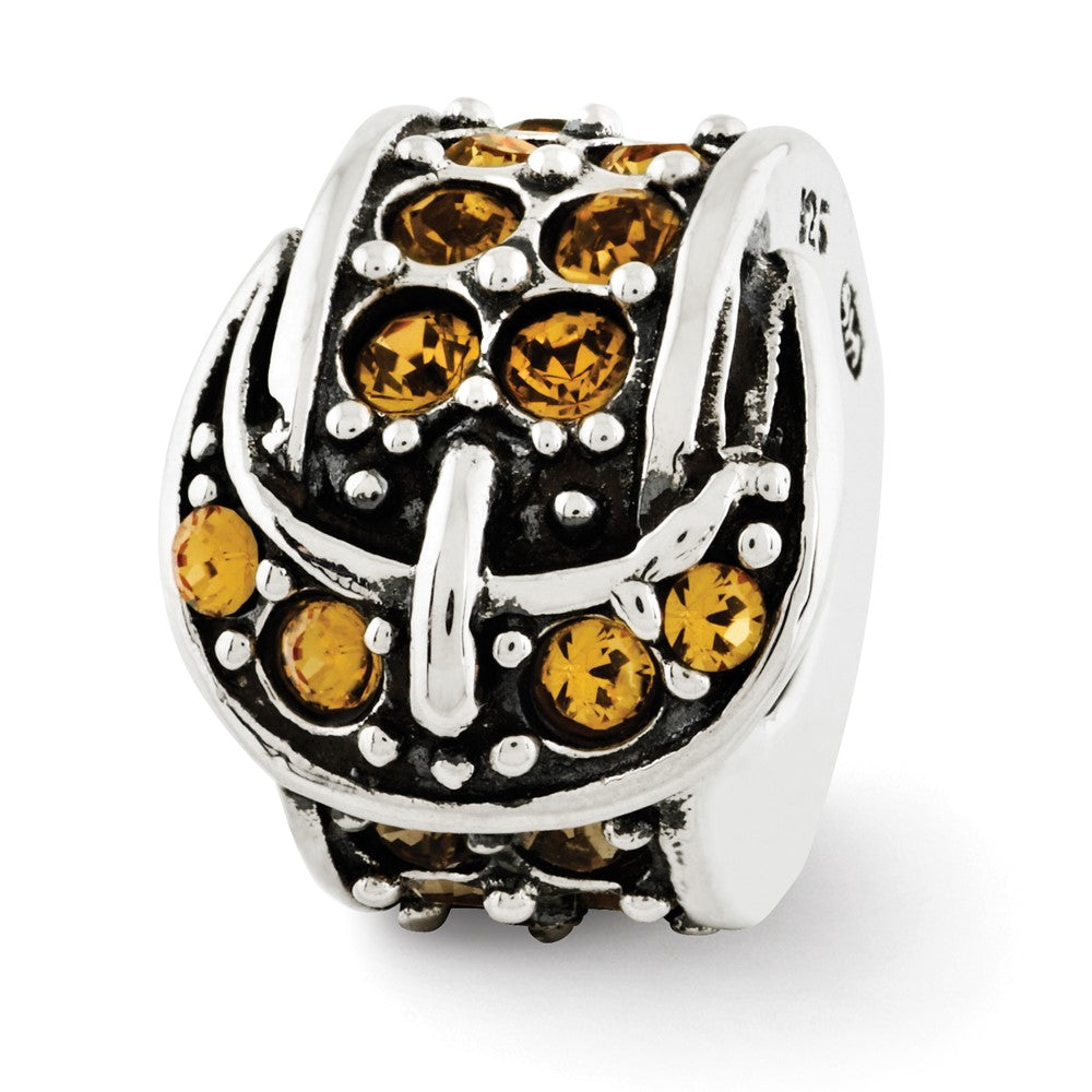 Sterling Silver Reflections Yellow Crystal Buckle Bead, 9.09 x 7.27 mm