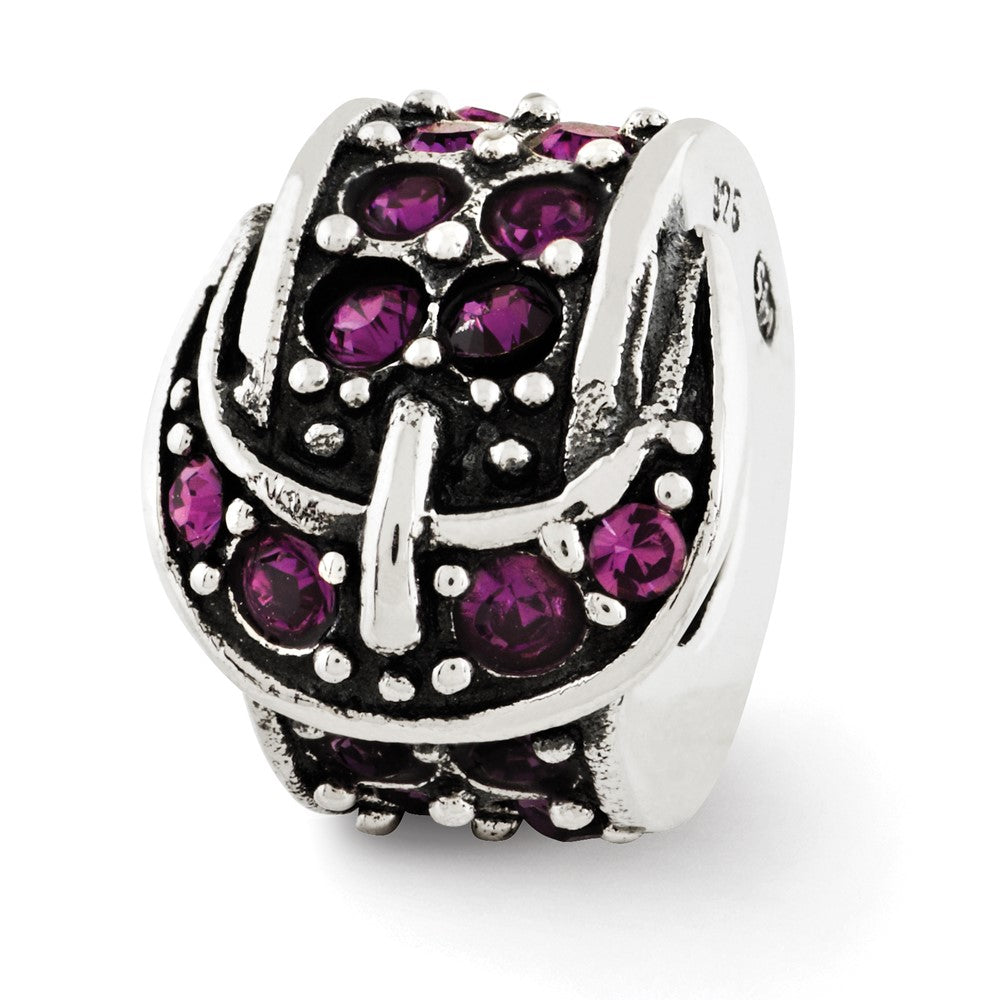 Sterling Silver Reflections Purple Crystal Buckle Bead, 10 x 7.27 mm