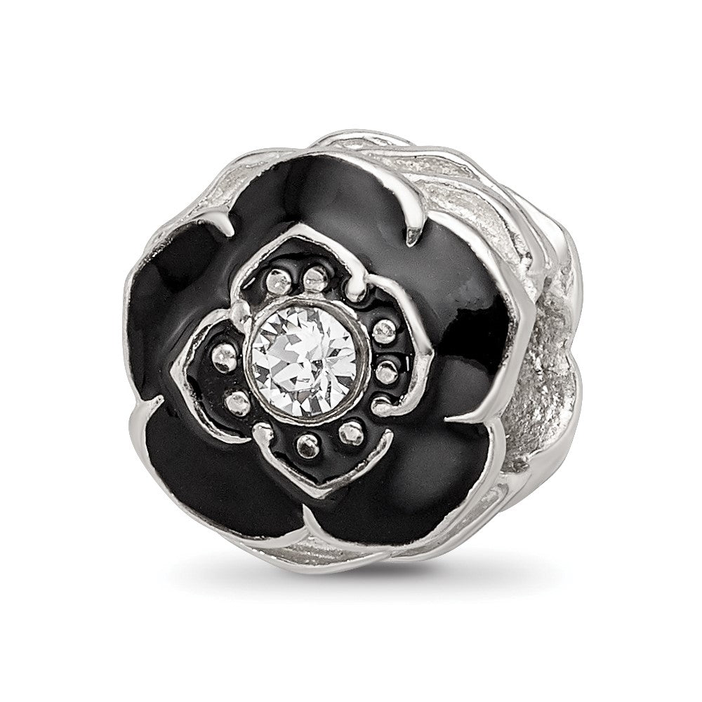 Sterling Silver Reflections Enameled Flower Preciosa Crystal Bead, 10.91 x 10.91 mm