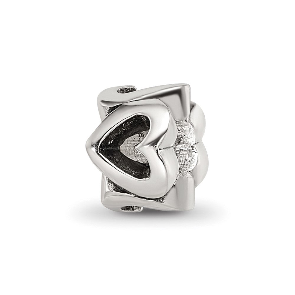 Sterling Silver Reflections Kids Hearts Bead, 8.18 x 5.45 mm