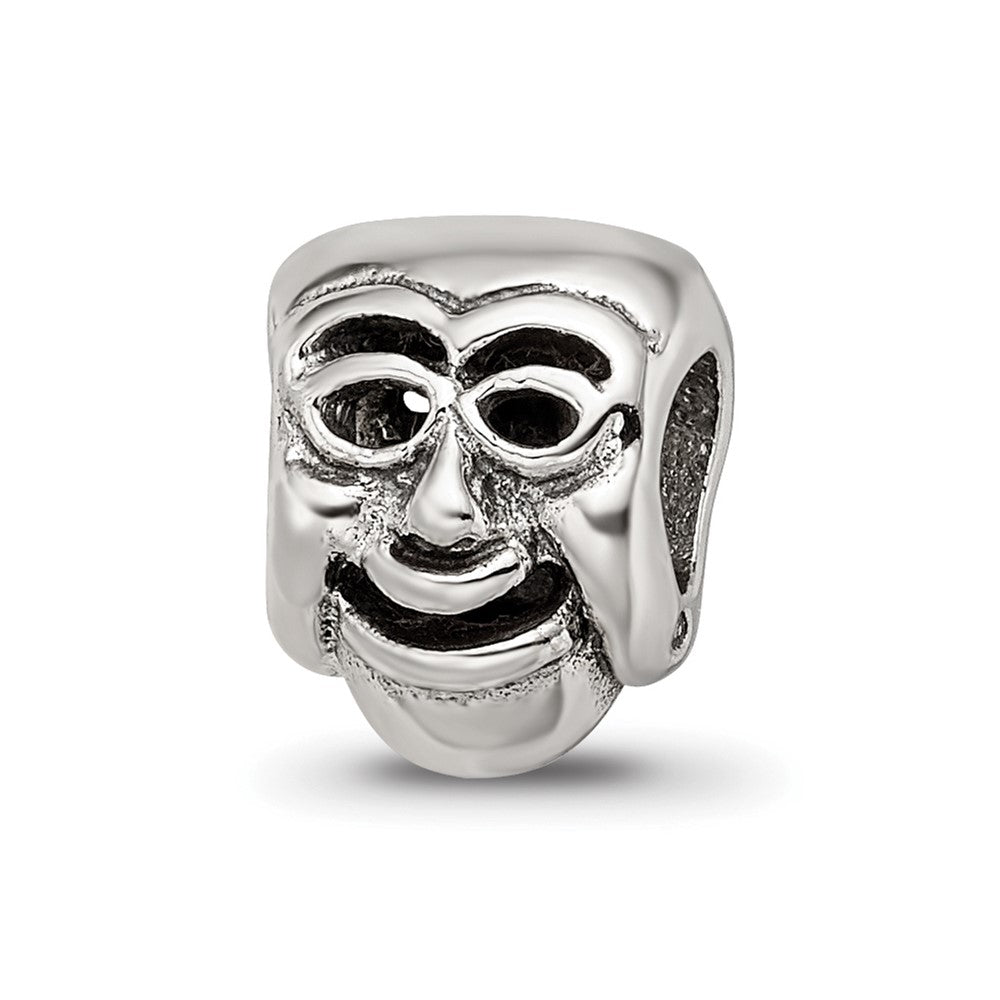 Sterling Silver Reflections Comedy Mask Bead, 8.18 x 7.27 mm