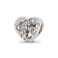 Sterling Silver Reflections Kids Cut-out Heart & Preciosa Crystal Bead, 7.27 x 8.18 mm
