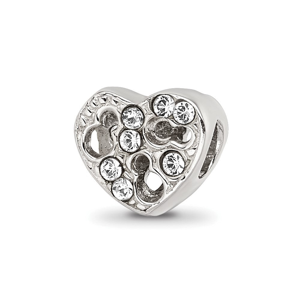 Sterling Silver Reflections Kids Cut-out Heart & Preciosa Crystal Bead, 7.27 x 8.18 mm