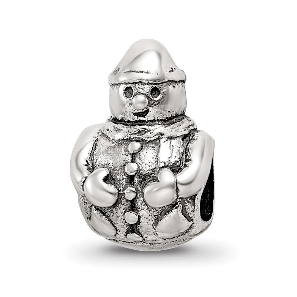 Sterling Silver Reflections Snowman Bead, 11.82 x 8.18 mm