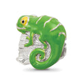 Sterling Silver Reflections Enameled Lizard on Log Bead, 10.91 x 11.82 mm