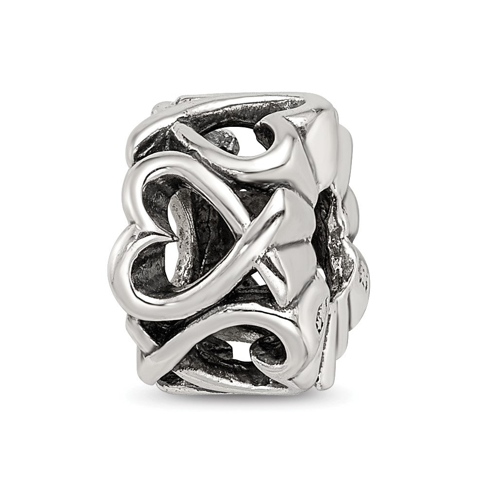 Sterling Silver Reflections Hearts Bead, 11.82 x 7.27 mm