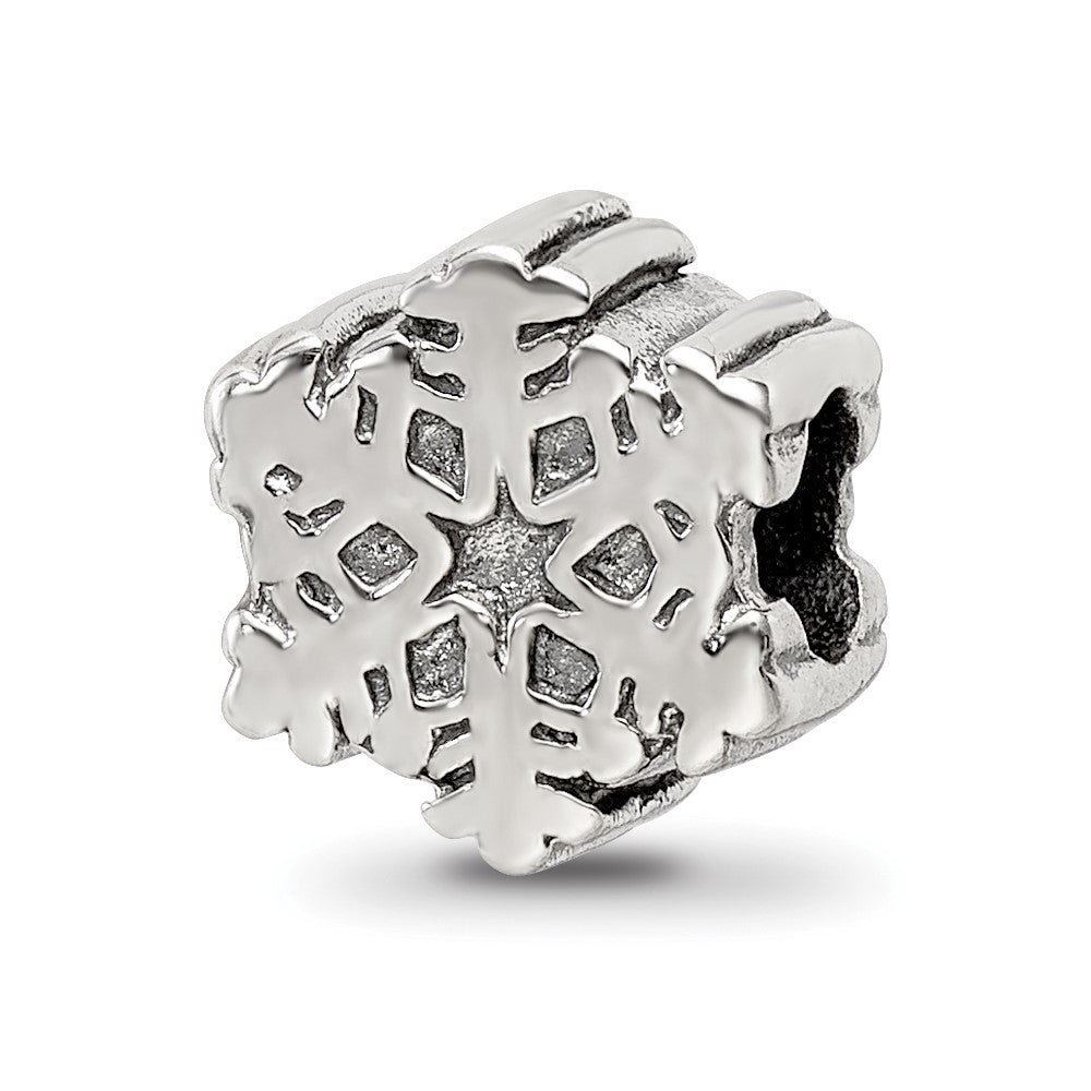 Sterling Silver Reflections Snowflake Bead, 9.09 x 9.09 mm