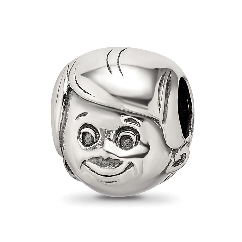 Sterling Silver Reflections Little Boy's Head Bead, 10.91 x 9.09 mm