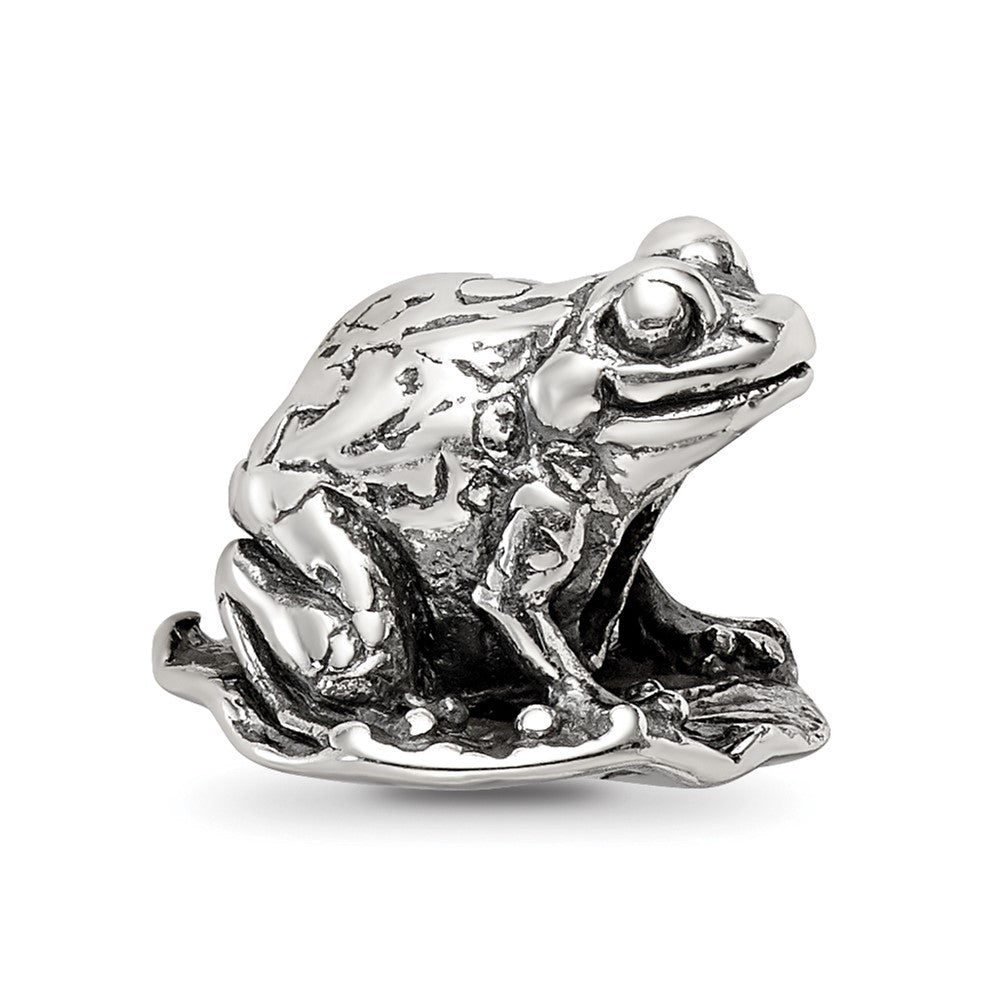 Sterling Silver Reflections Frog on Lily Pad Bead, 10.91 x 10.91 mm