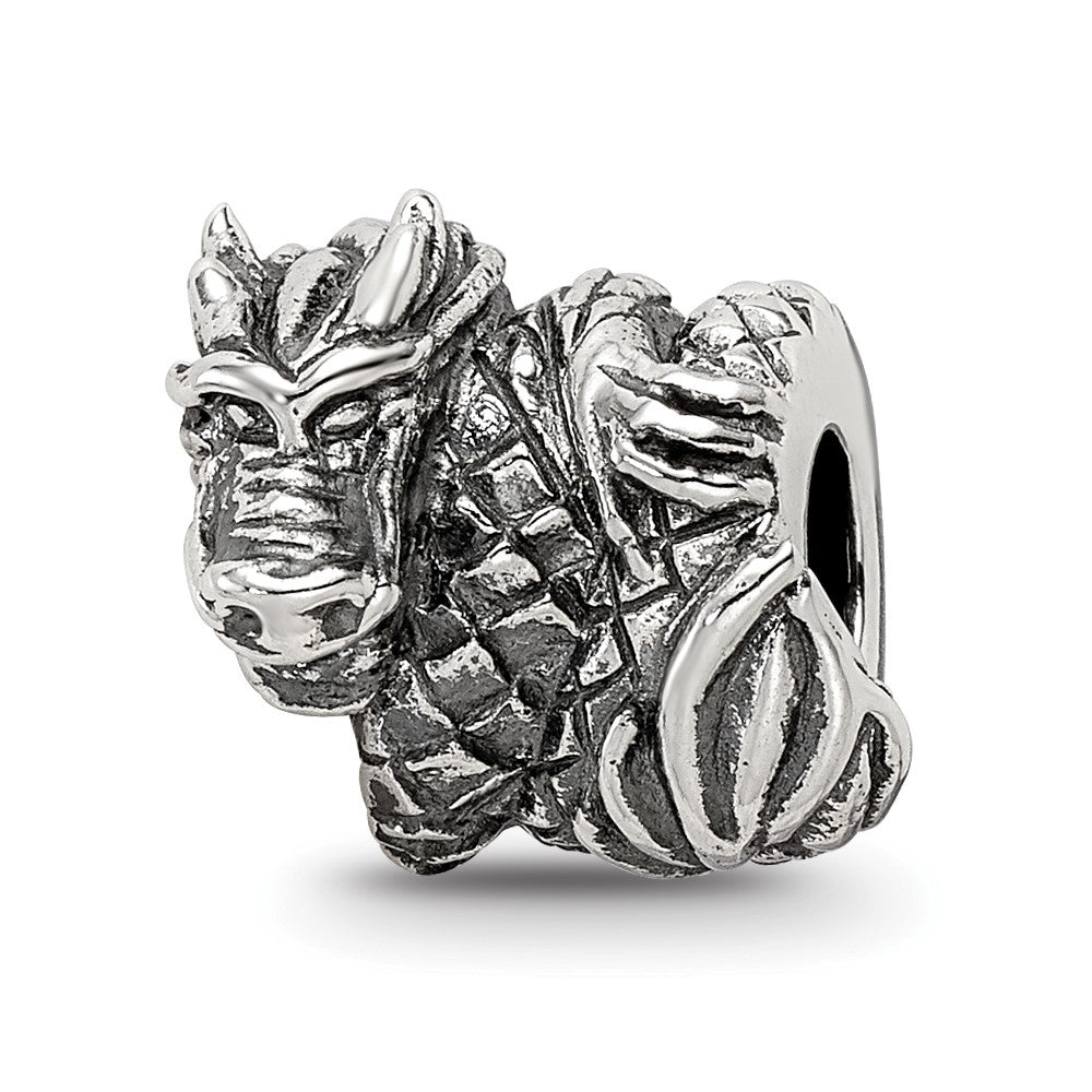 Sterling Silver Reflections Dragon Bead, 10.91 x 11.82 mm