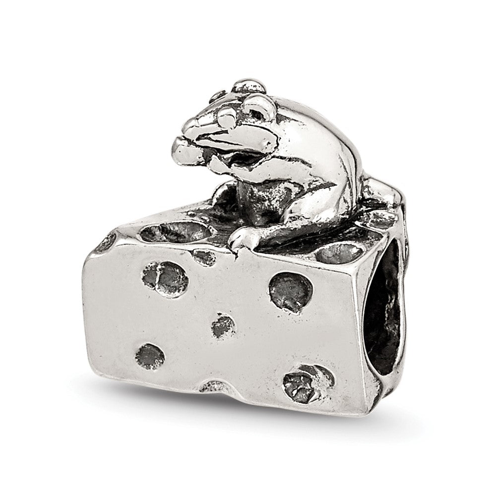 Sterling Silver Reflections Mouse on Cheese Bead, 11.82 x 10.91 mm