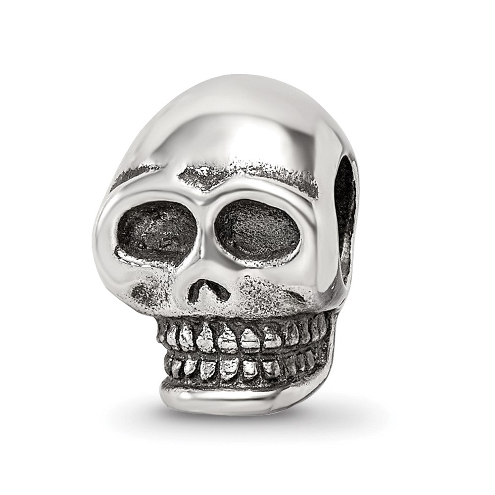 Sterling Silver Reflections Skull Bead, 10.91 x 8.18 mm