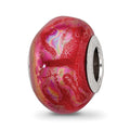 Sterling Silver Reflections Orange/Pink Ceramic Bead, 13.64 x 9.09 mm