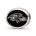 Sterling Silver LogoArt Enameled Baltimore Ravens NFL Bead, 10 x 11 mm