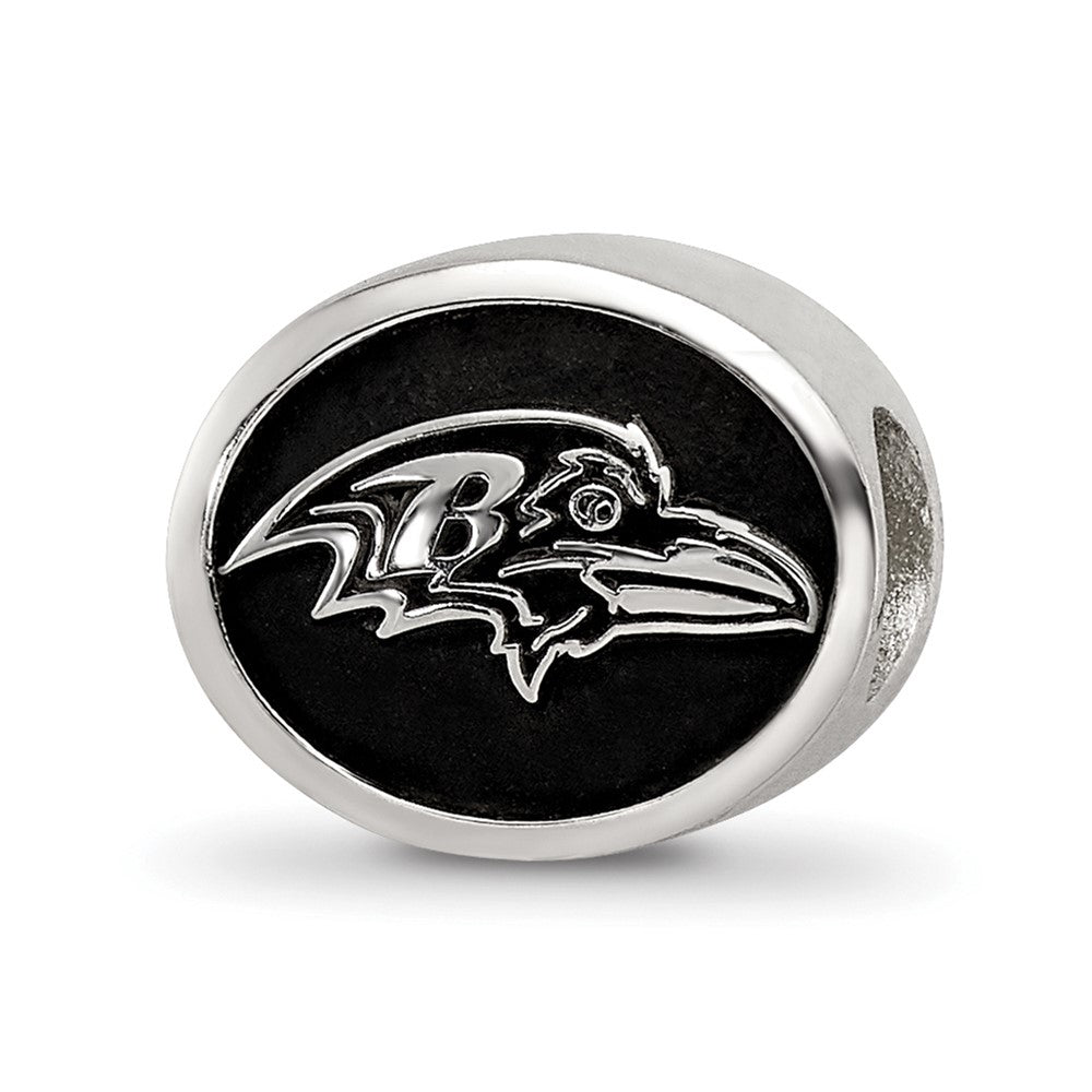 Sterling Silver LogoArt Enameled Baltimore Ravens NFL Bead, 10 x 11 mm