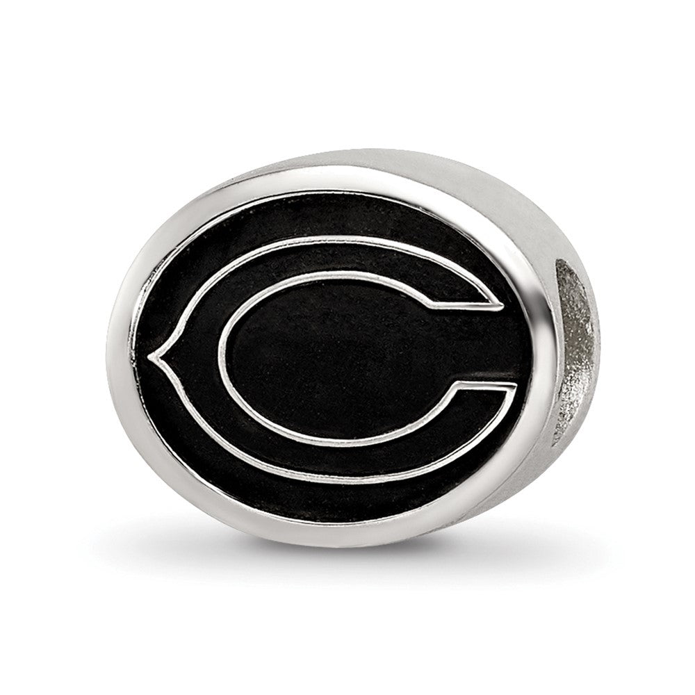 Sterling Silver LogoArt Enameled Chicago Bears NFL Bead, 10 x 11 mm