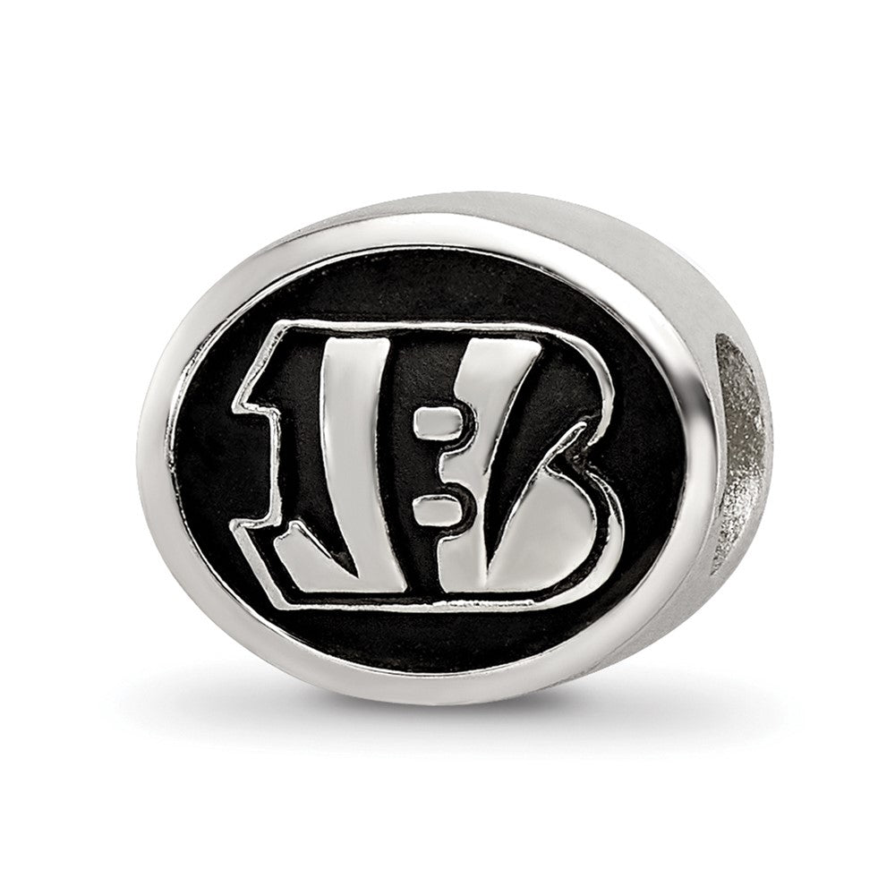 Sterling Silver LogoArt Enameled Cincinnati Bengals NFL Bead, 10 x 11 mm