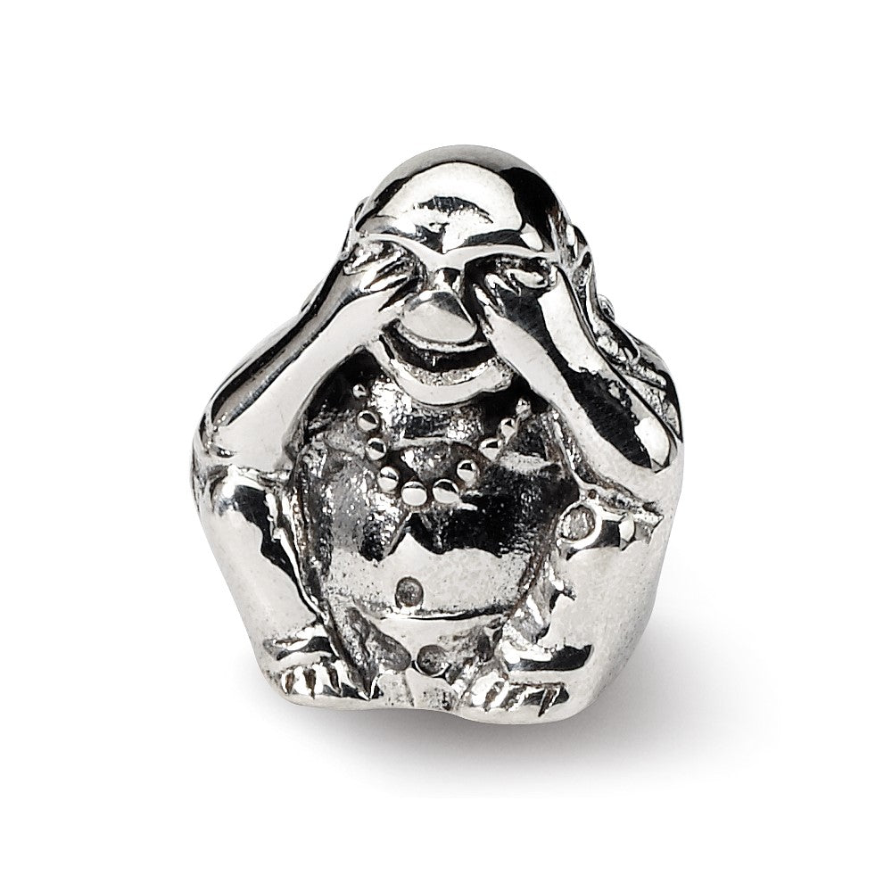 Sterling Silver Reflections See No Evil Buddha Bead, 11.82 x 10 mm