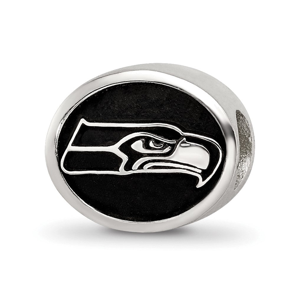 Sterling Silver LogoArt Enameled Seattle Seahawks NFL Bead, 10 x 11 mm