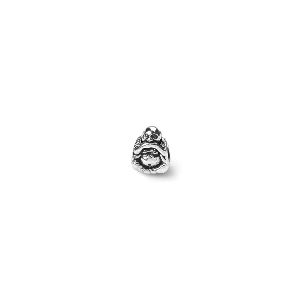 Sterling Silver Reflections Speak No Evil Buddha Bead, 11.82 x 8.18 mm