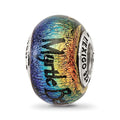 Sterling Silver Reflections Myrtle Beach Orange Dichroic Glass Bead, 12.73 x 9.09 mm