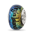 Sterling Silver Reflections Virgin Islands Orange Dichroic Glass Bead, 12.73 x 9.09 mm