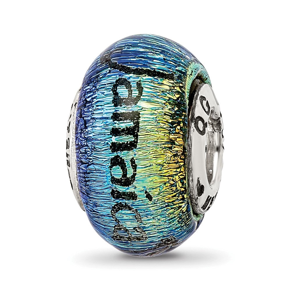 Sterling Silver Reflections Jamaica Orange Dichroic Glass Bead, 12.73 x 9.09 mm