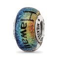 Sterling Silver Reflections Hawaii Orange Dichroic Glass Bead, 12.73 x 9.09 mm