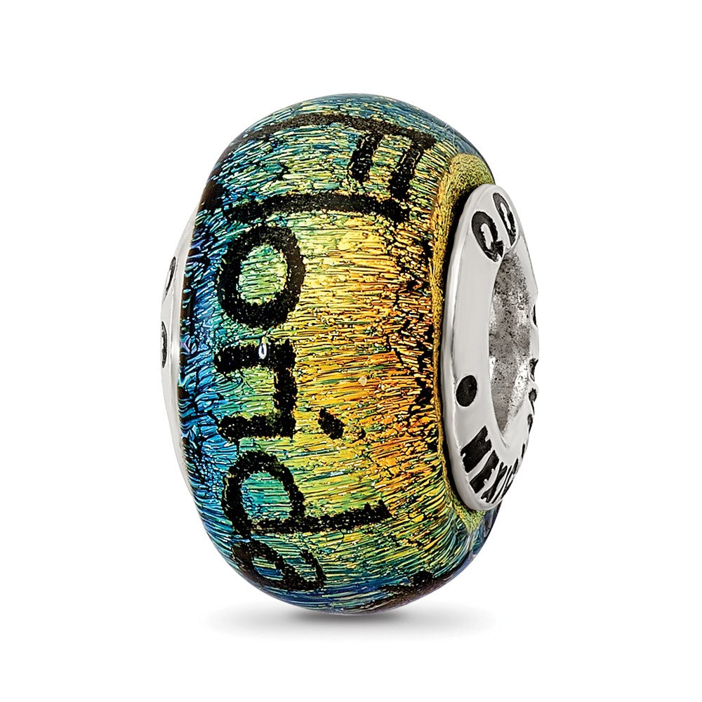 Sterling Silver Reflections Florida Dichroic Glass Bead, 12.73 x 9.09 mm